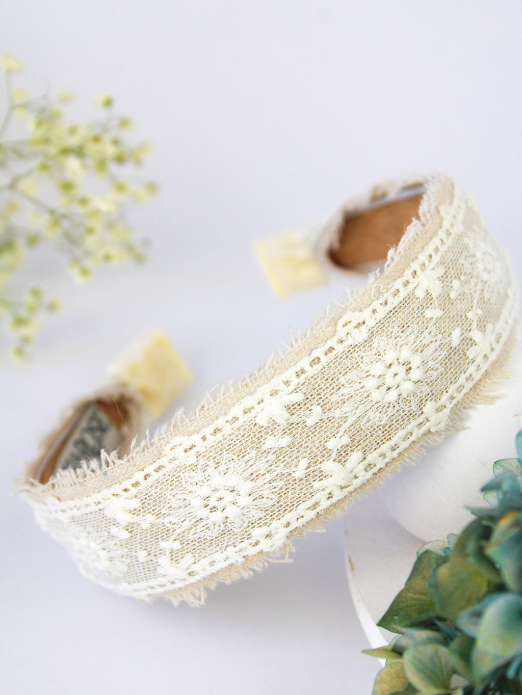 Clara Lace and Linen Headband — Select Your Color