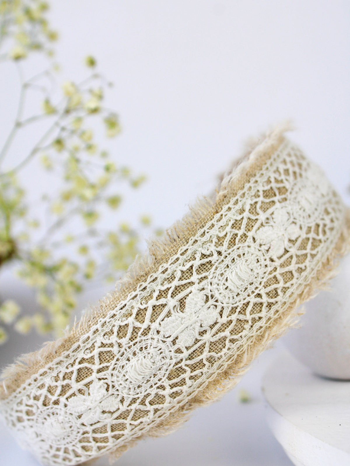 Amelia Lace and Linen Headband — Select Your Color