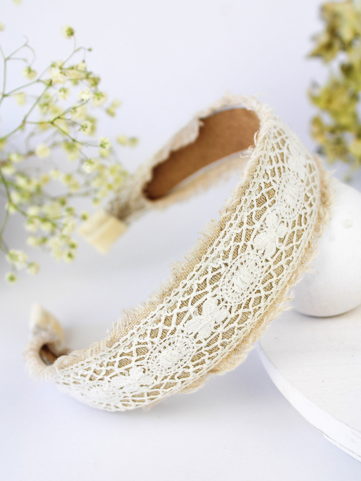 Amelia Lace and Linen Headband — Select Your Color