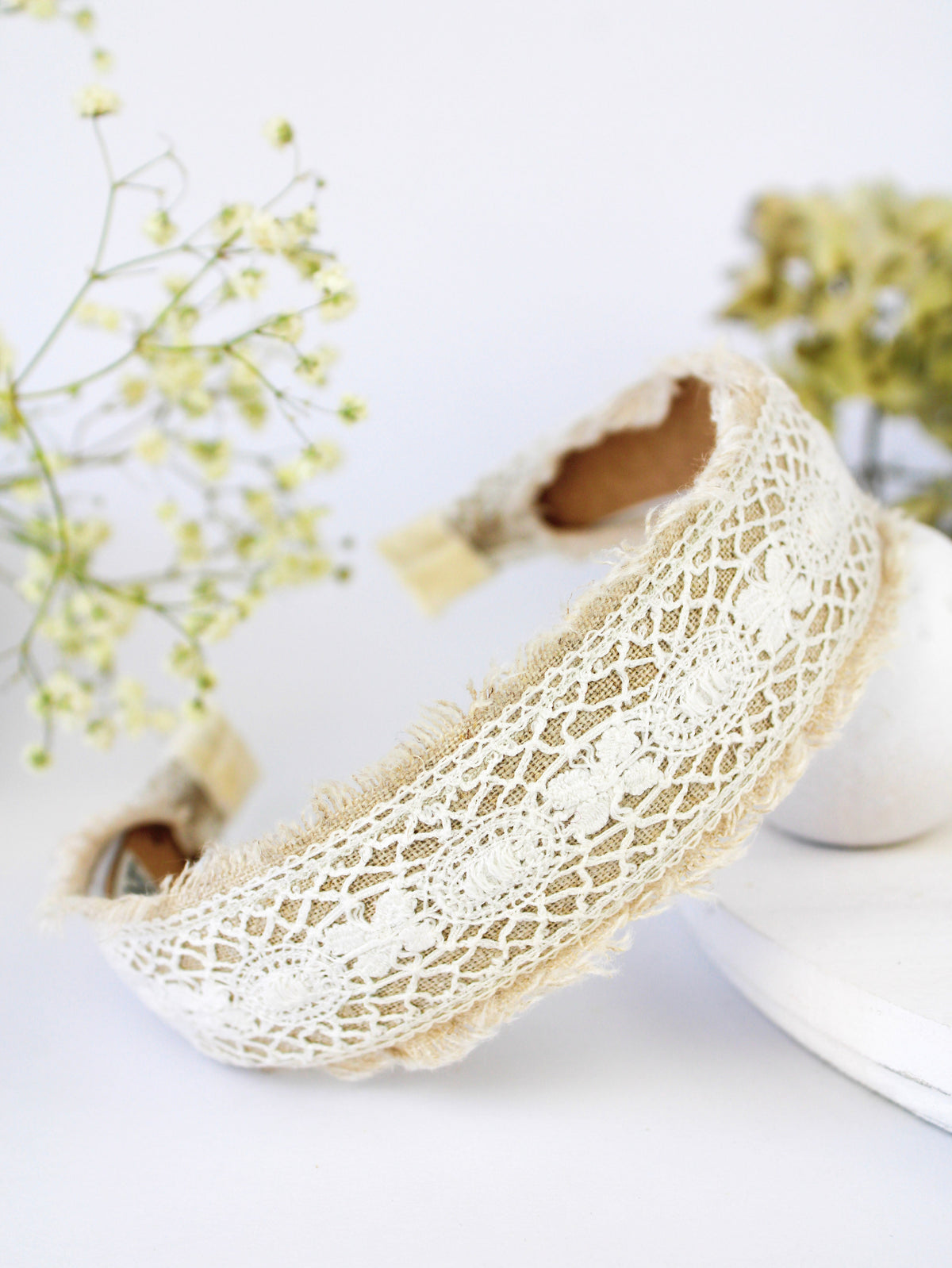 Amelia Lace and Linen Headband — Select Your Color