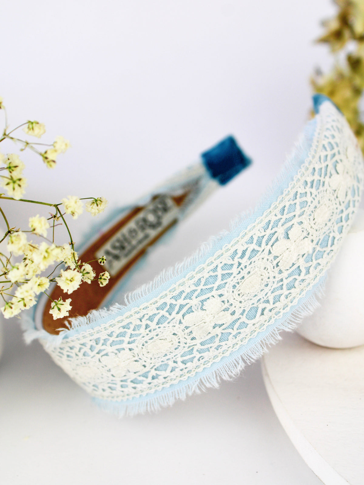Amelia Lace and Linen Headband — Select Your Color