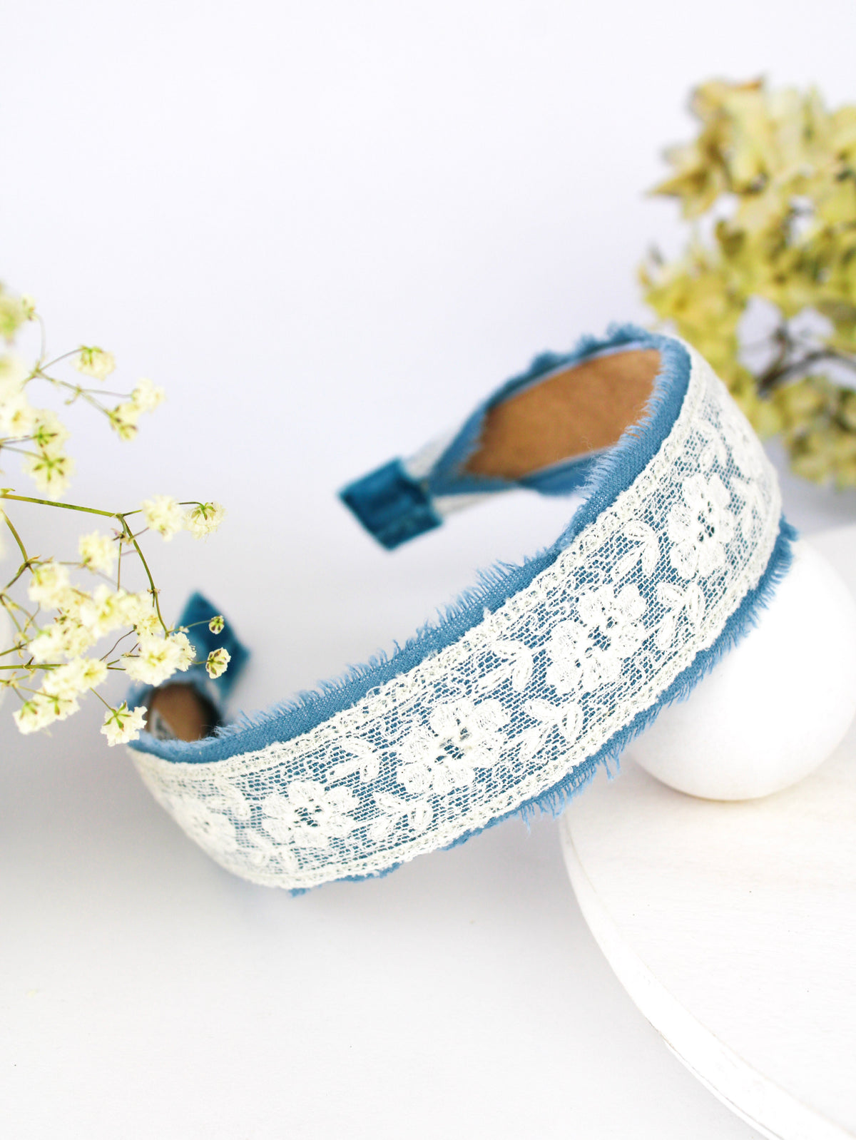 Clara Lace and Linen Headband — Select Your Color