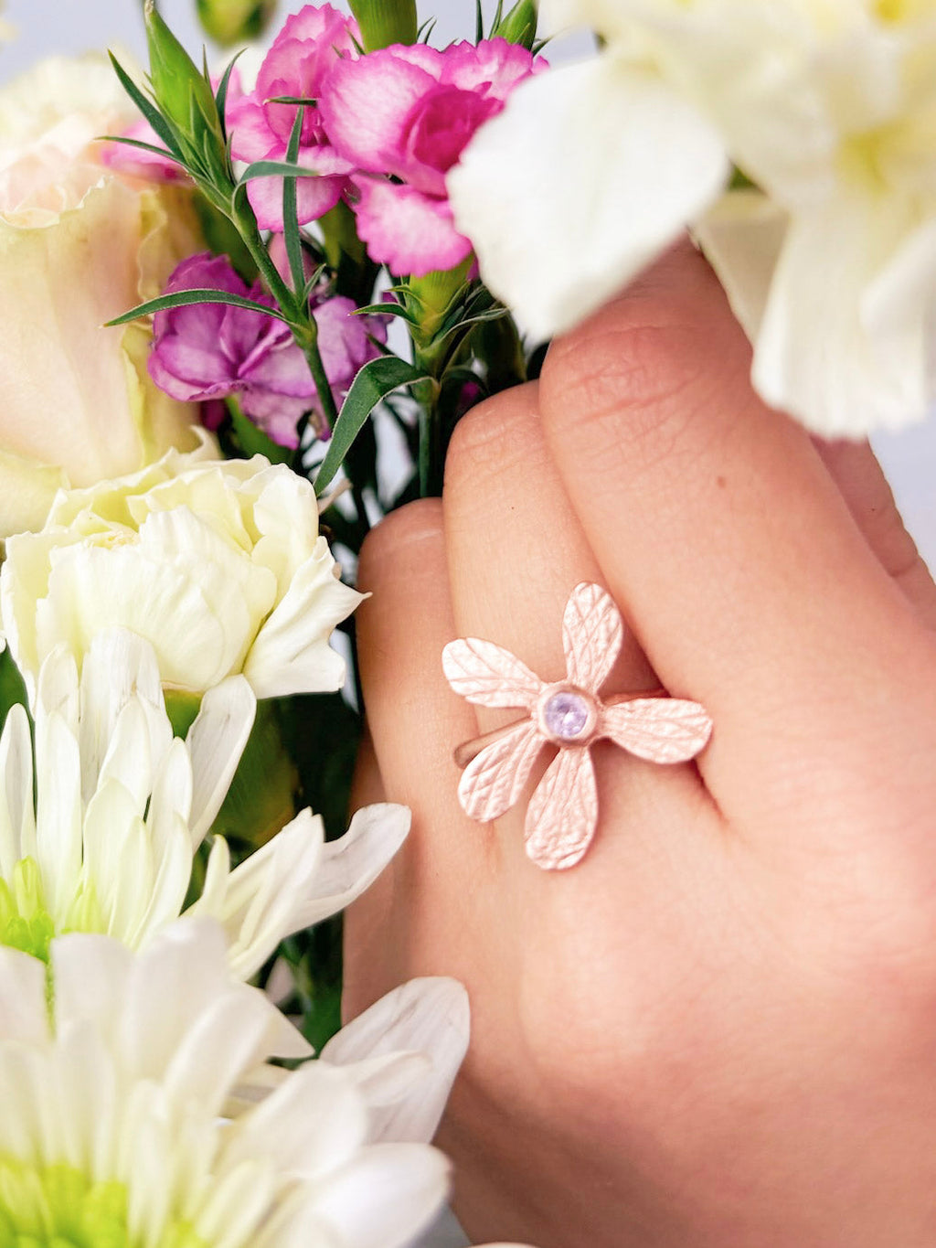 Five Petal Wildflower Ring — Select Your Color & Size