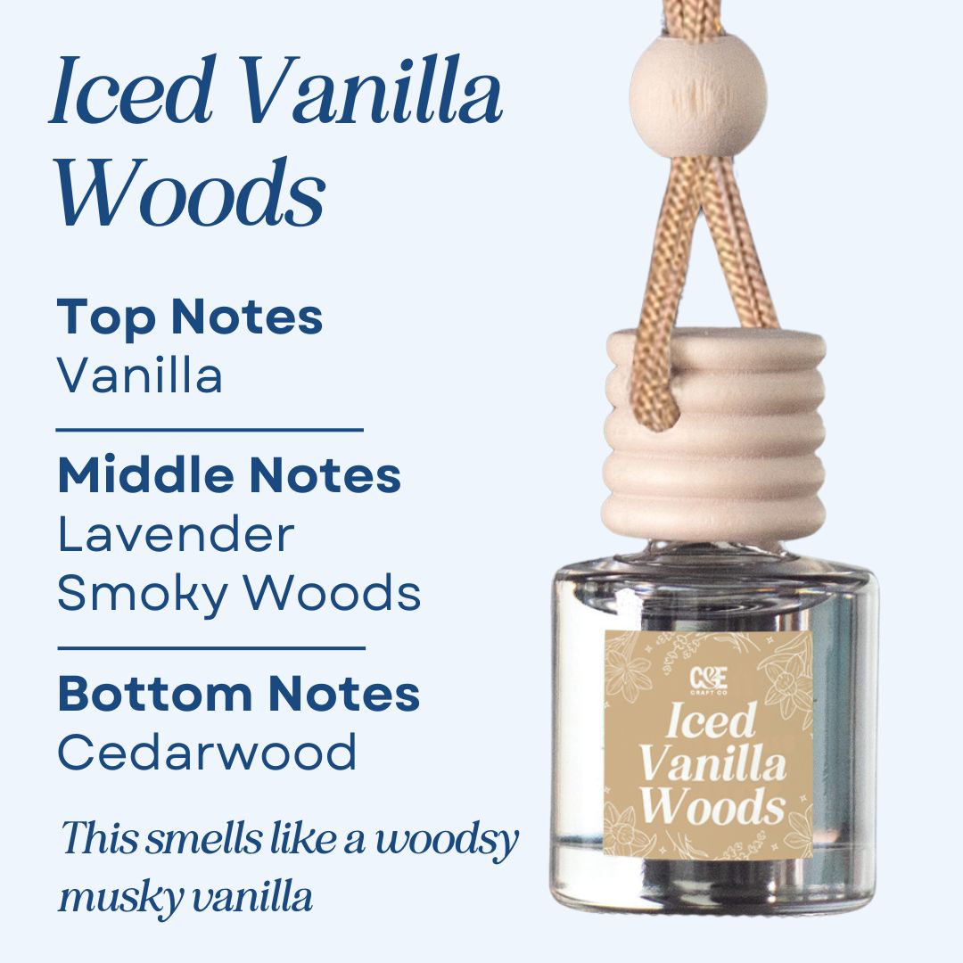 Iced Vanilla Woods Scented Hanging Refillable Car Freshener Diffuser