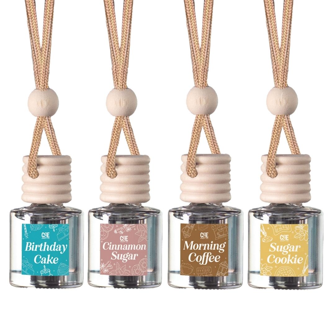 Bakery 4 Pack Scented Hanging Refillable Car Freshener Diffusers Bundle