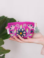 Sunset Floral Embroidered Coin Purse — Select Your Color