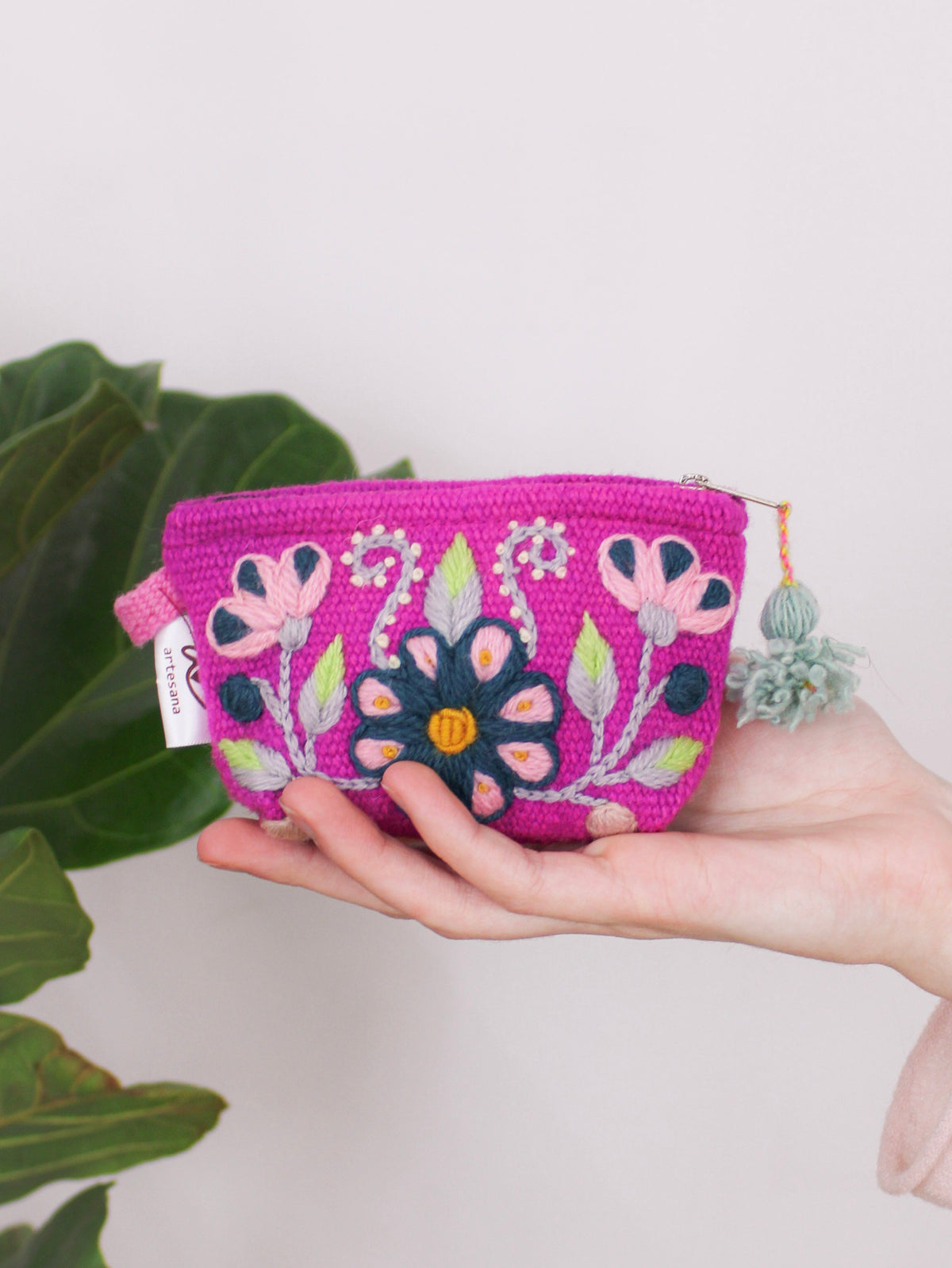 Sunset Floral Embroidered Coin Purse — Select Your Color
