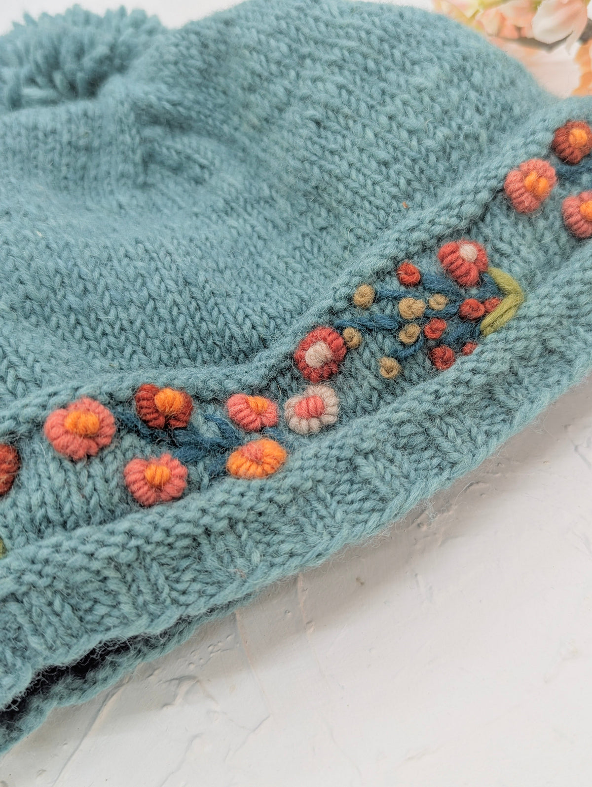 Mathilde Wool Knit Embroidered Hat — Select Your Color
