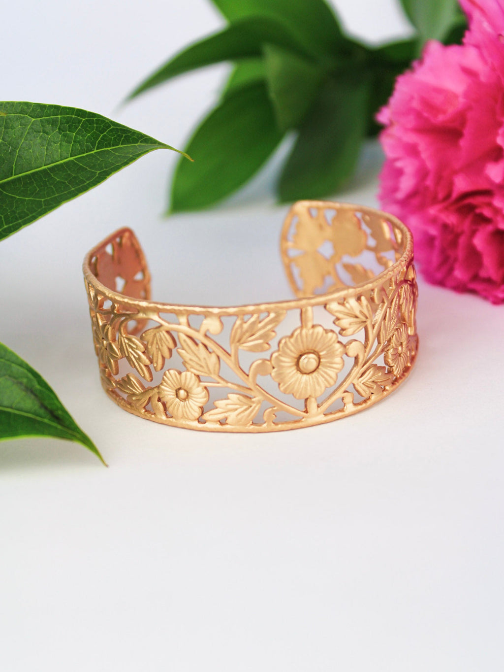 Floral Filigree Cuff Bracelet — Select Your Color