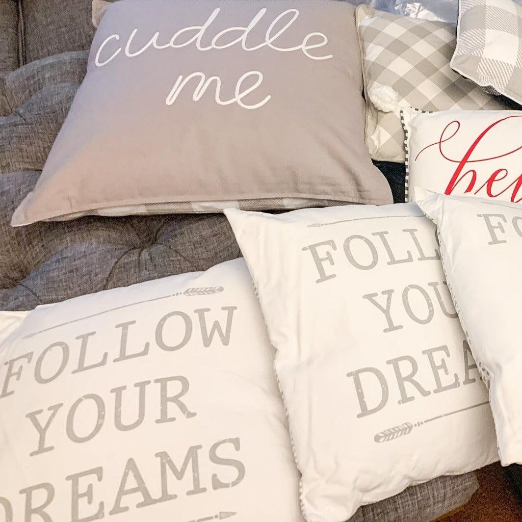 16" Square "Follow Your Dreams" Canvas Decorative Throw Pillow