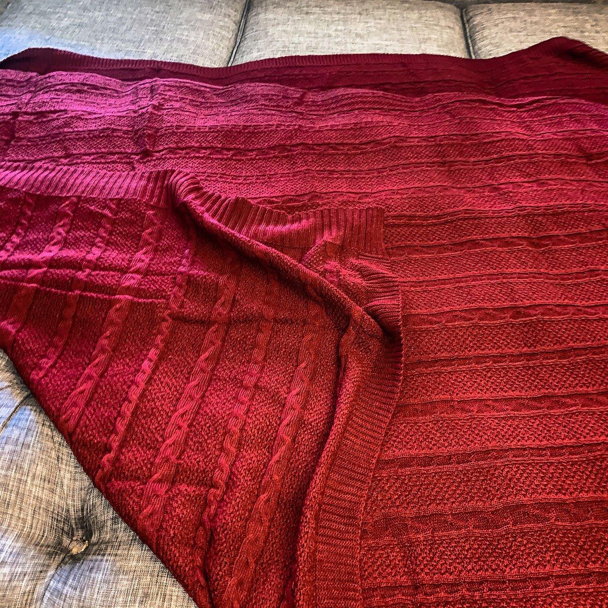 Claret Knit Sweater Throw Blanket — Select Your Color & Size