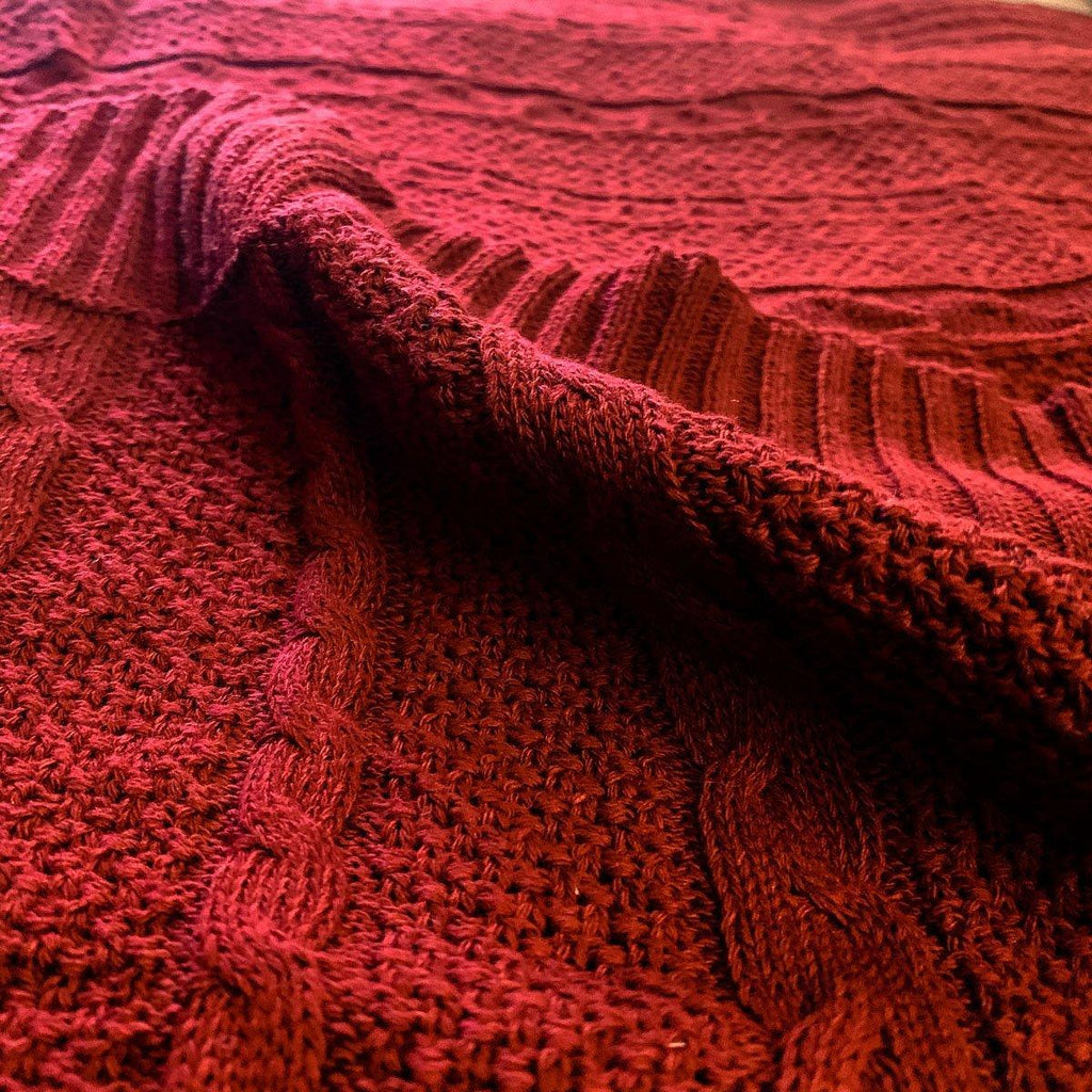 Claret Knit Sweater Throw Blanket — Select Your Color & Size