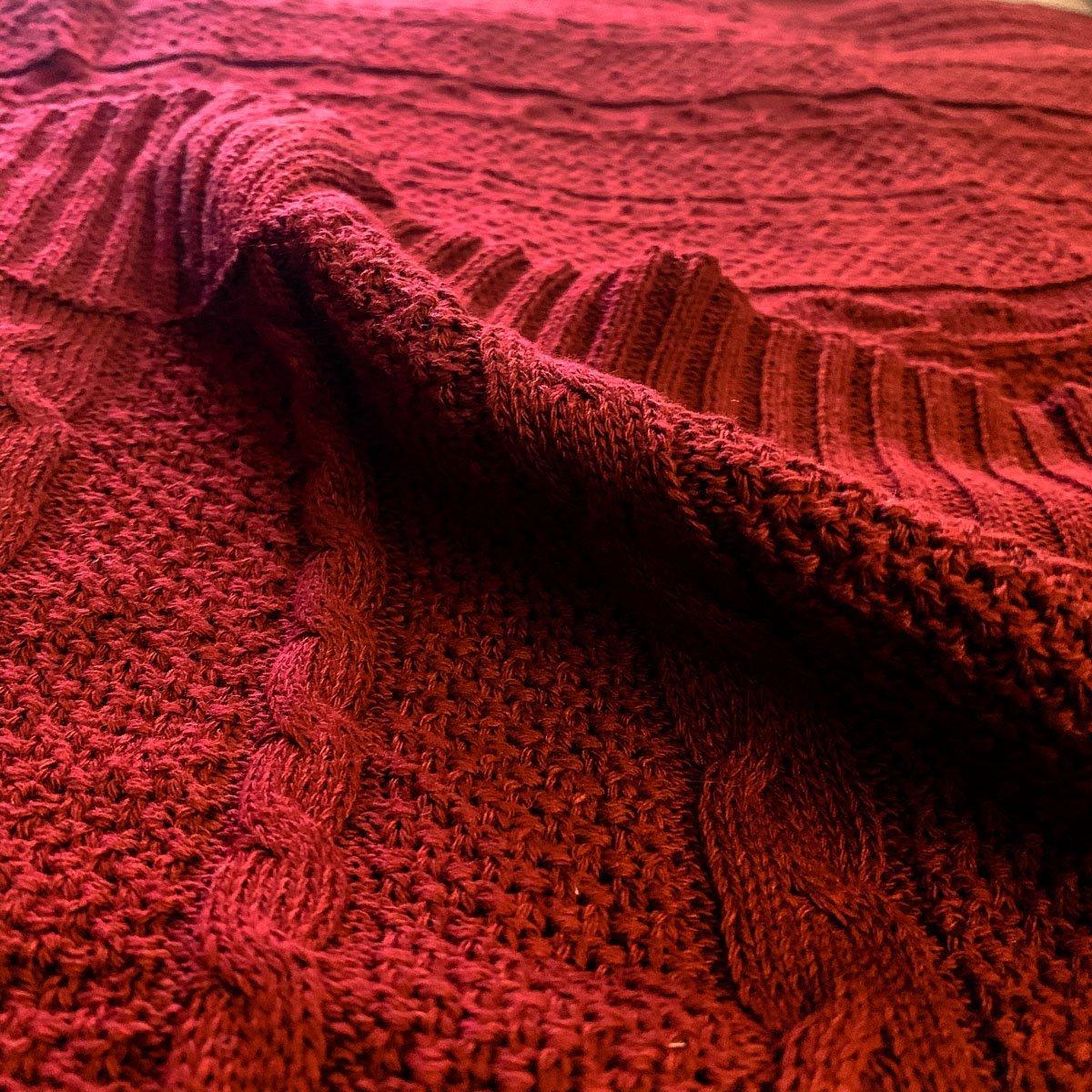 Claret Knit Sweater Throw Blanket — Select Your Color & Size