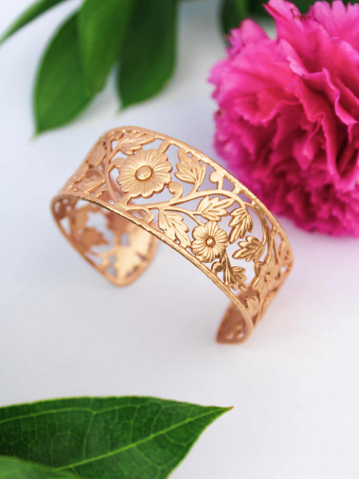 Floral Filigree Cuff Bracelet — Select Your Color