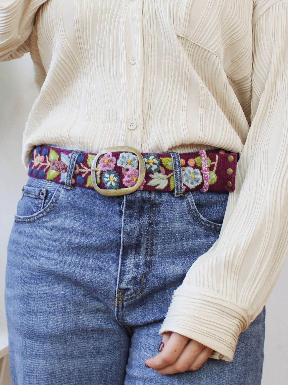 Wildberry Embroidered Wide Belt — Select Your Color