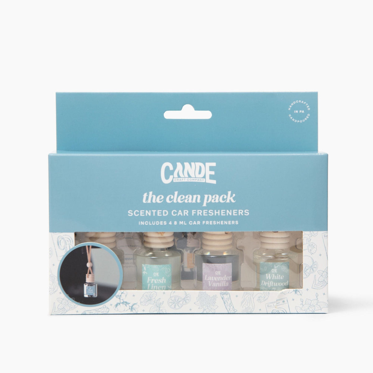Four-Pack Hanging Refillable Car Freshener Diffusers Bundle — Choose Your Scent Pack