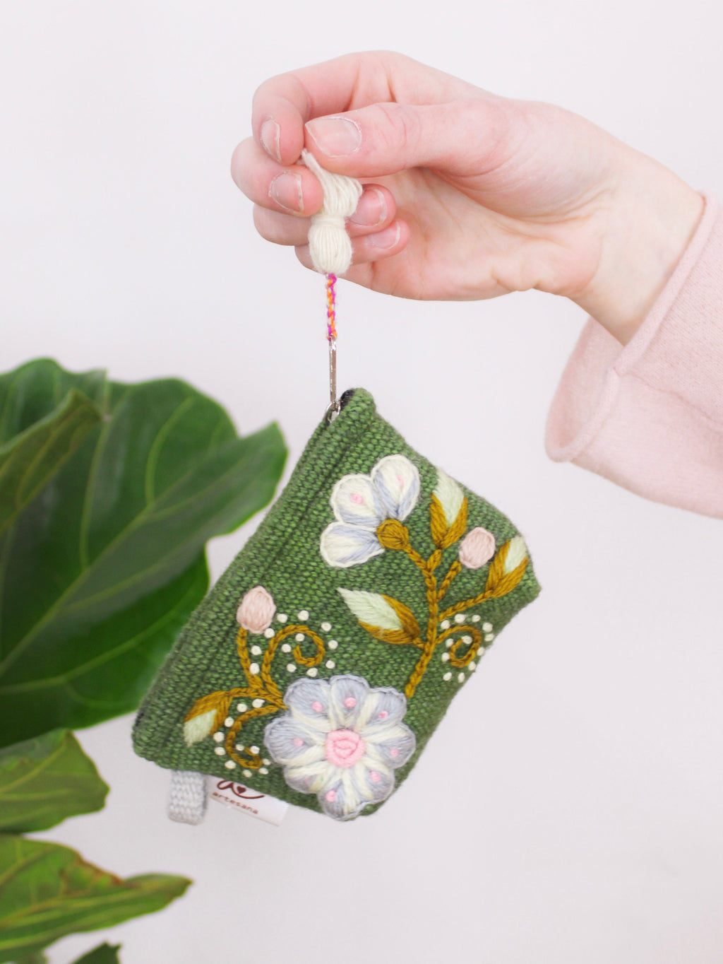 Sunset Floral Embroidered Coin Purse — Select Your Color