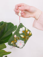 Sunset Floral Embroidered Coin Purse — Select Your Color