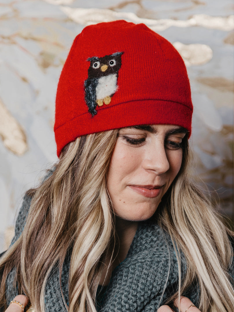 Owl Cashmere Hat - Adult/Big Kid — Select Your Color