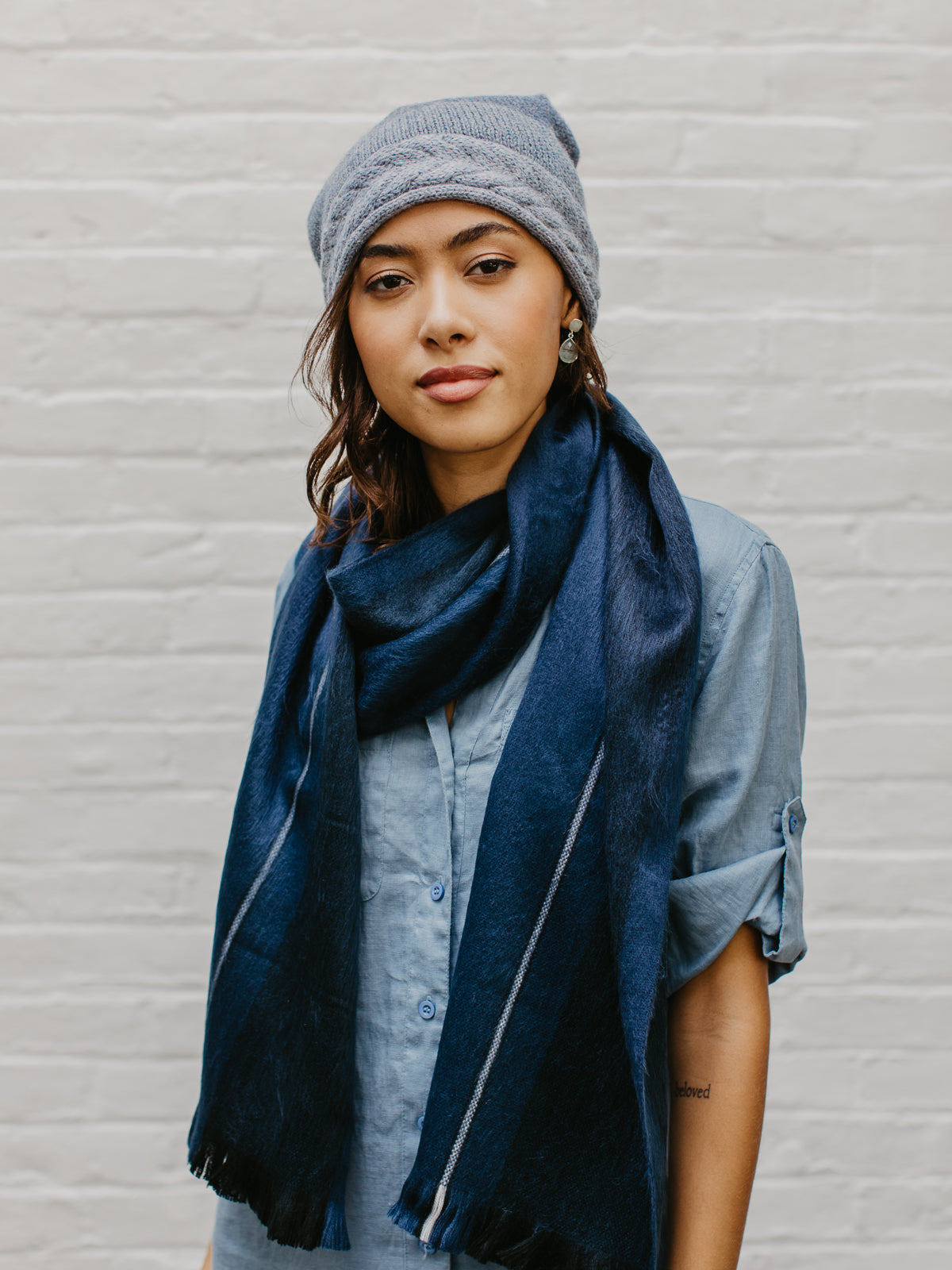 Brushed Alpaca Striped Scarf — Select Your Color