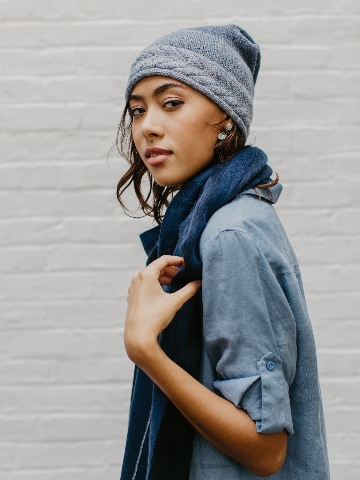 Brushed Alpaca Striped Scarf — Select Your Color