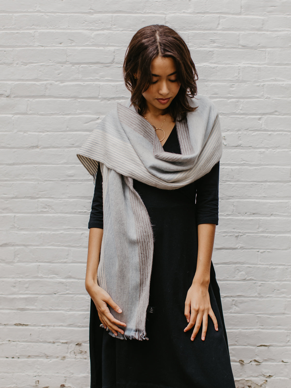 Brushed Alpaca Striped Scarf — Select Your Color