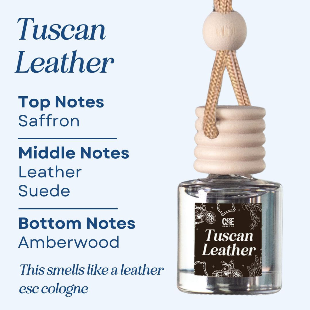 Tuscan Leather Scented Hanging Refillable Car Freshener Diffuser