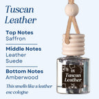 Tuscan Leather Scented Hanging Refillable Car Freshener Diffuser