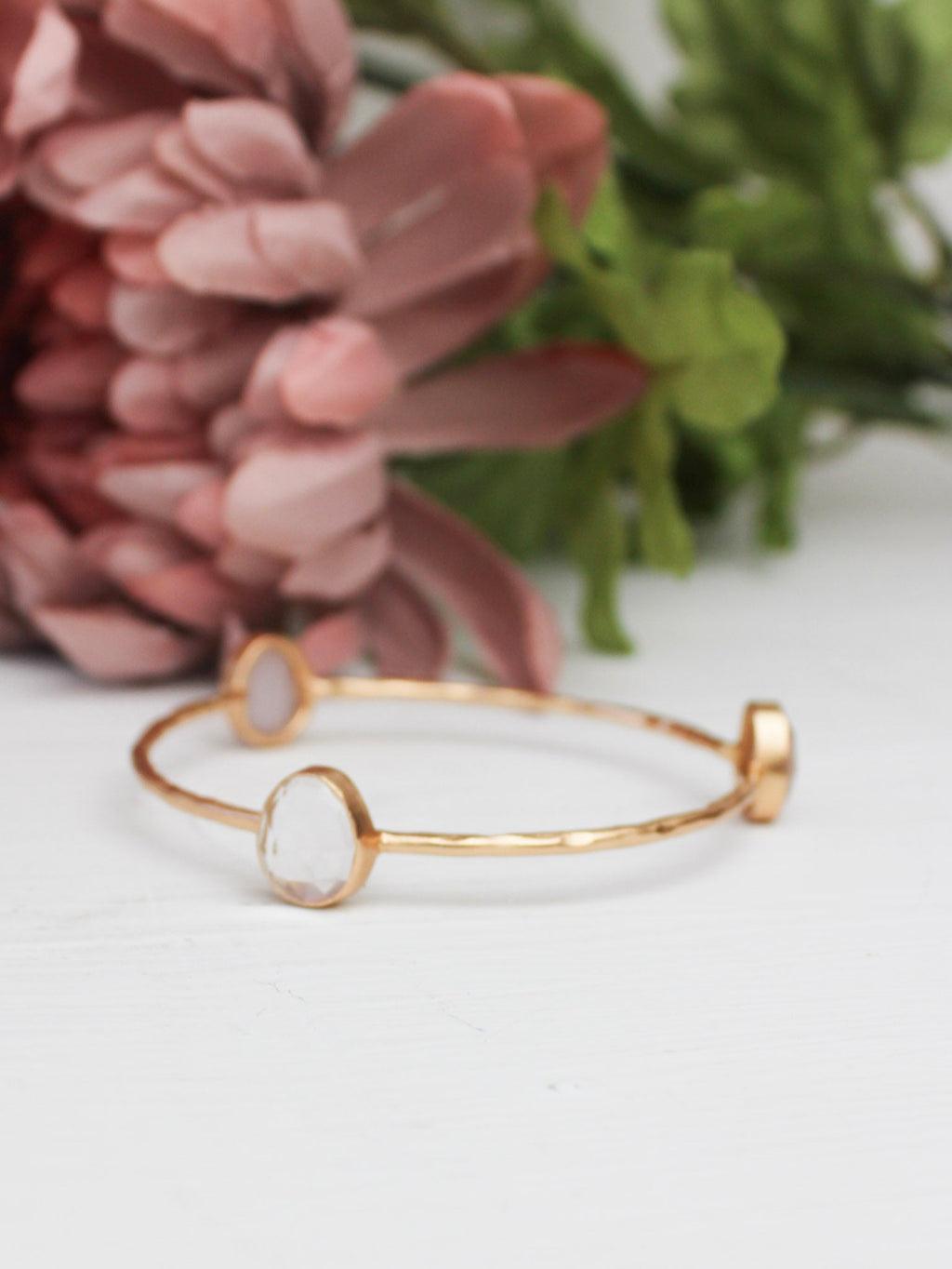 Three Stone Bangle Bracelet (size XS) — Select Your Color