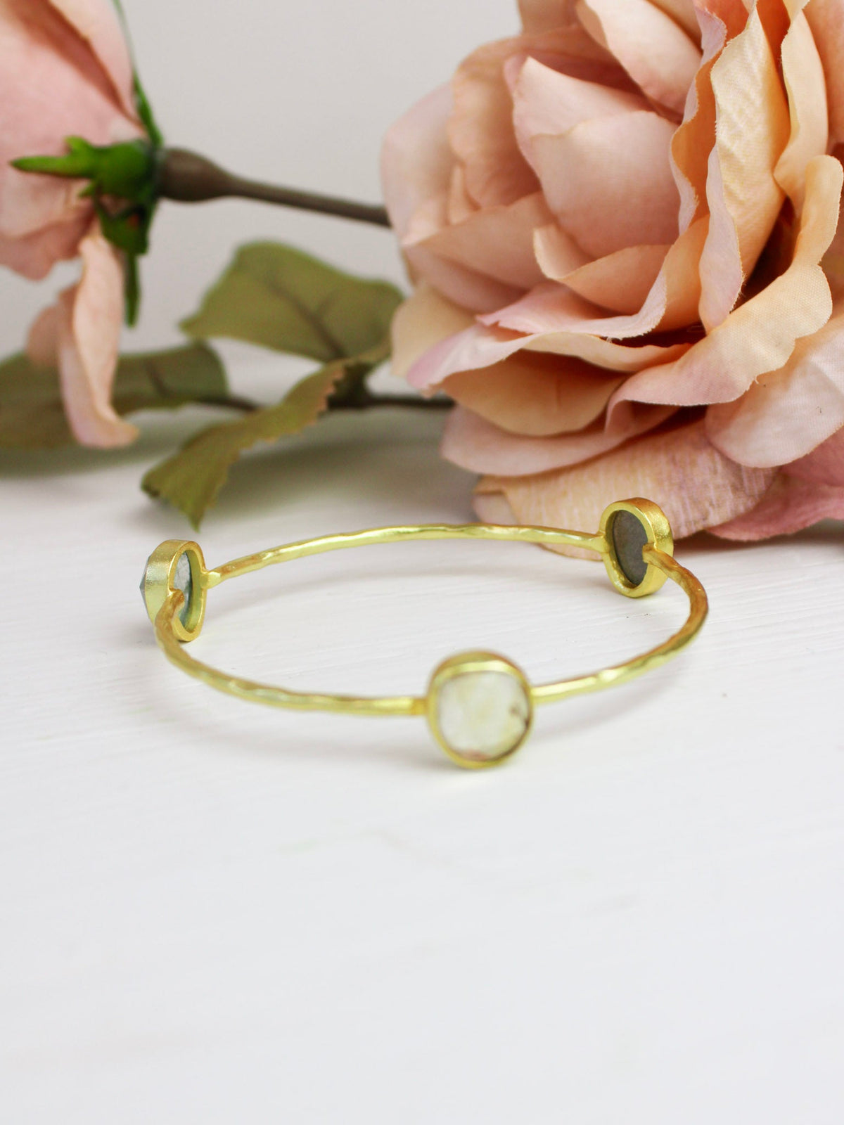 Three Stone Bangle Bracelet (size XS) — Select Your Color
