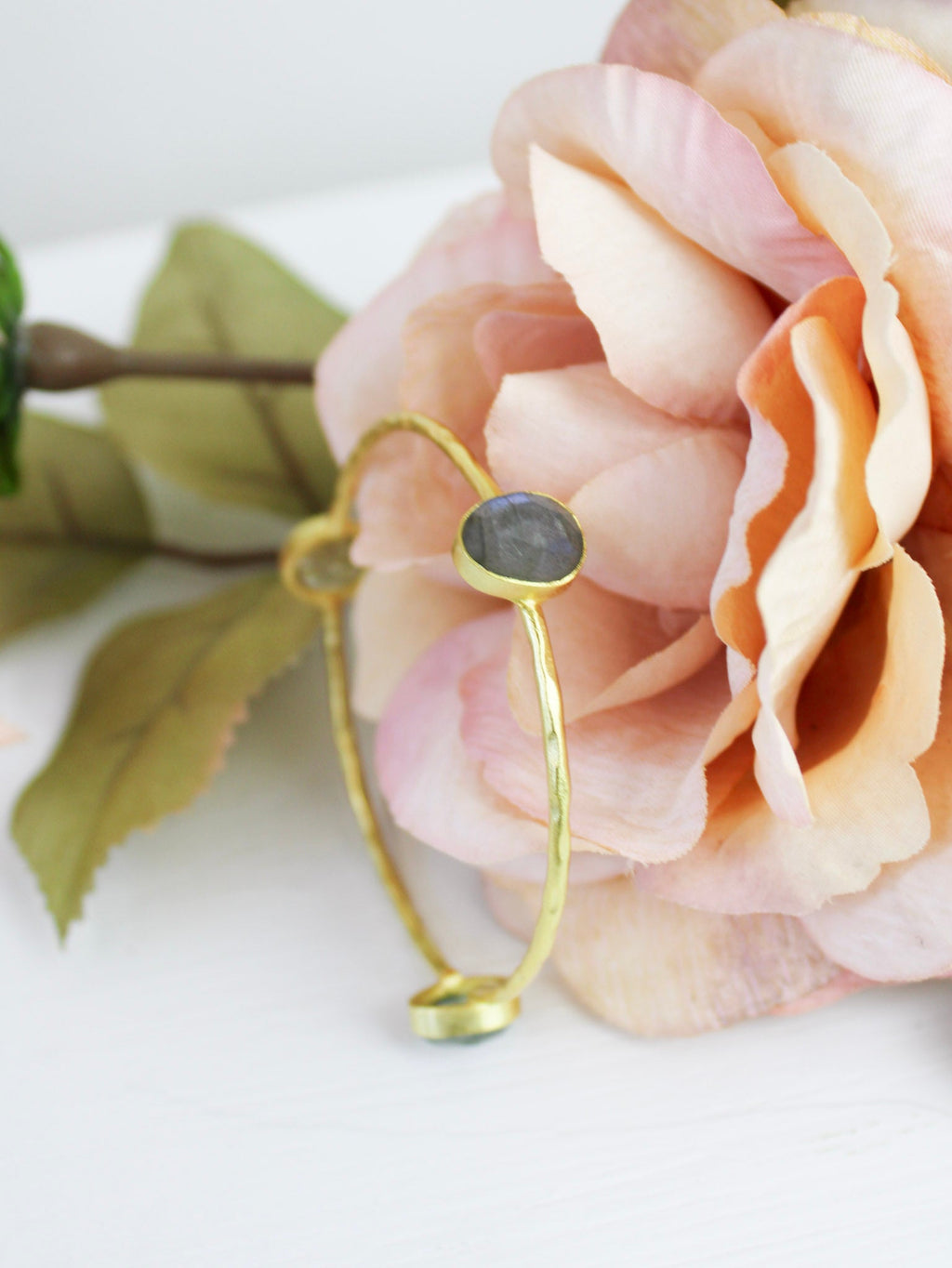 Three Stone Bangle Bracelet (size XS) — Select Your Color