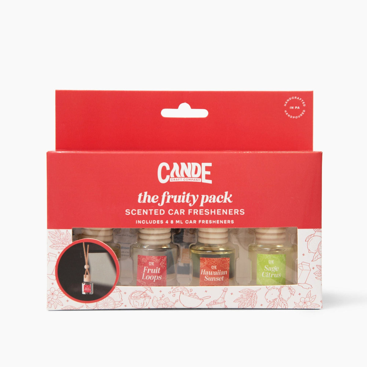 Four-Pack Hanging Refillable Car Freshener Diffusers Bundle — Choose Your Scent Pack