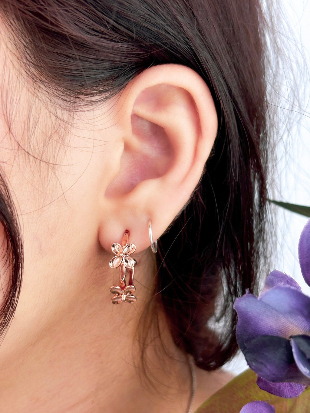 Bitty Flower Hoops — Select Your Color