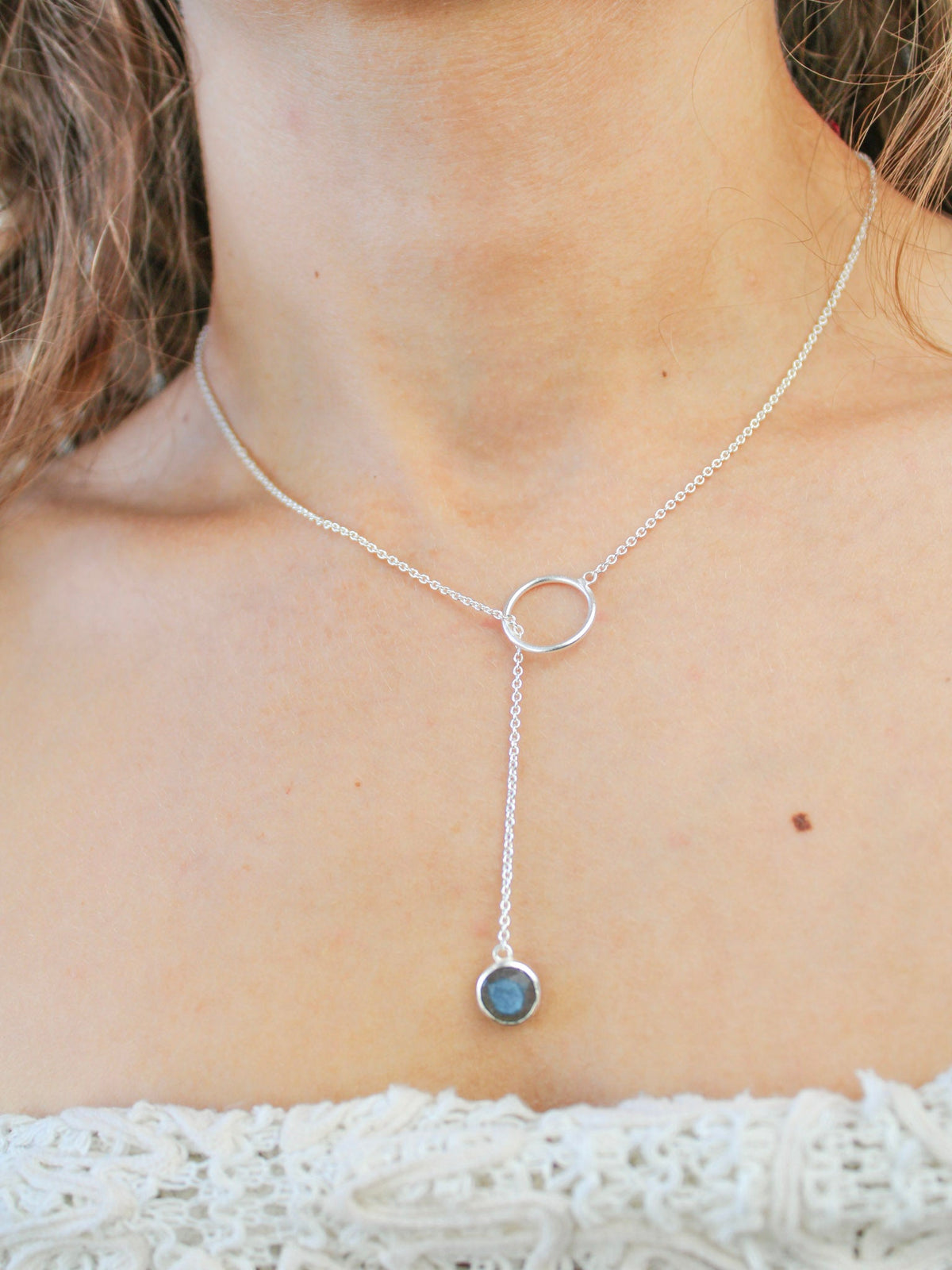 Pebble Drop Lariat Necklace — Select Your Color