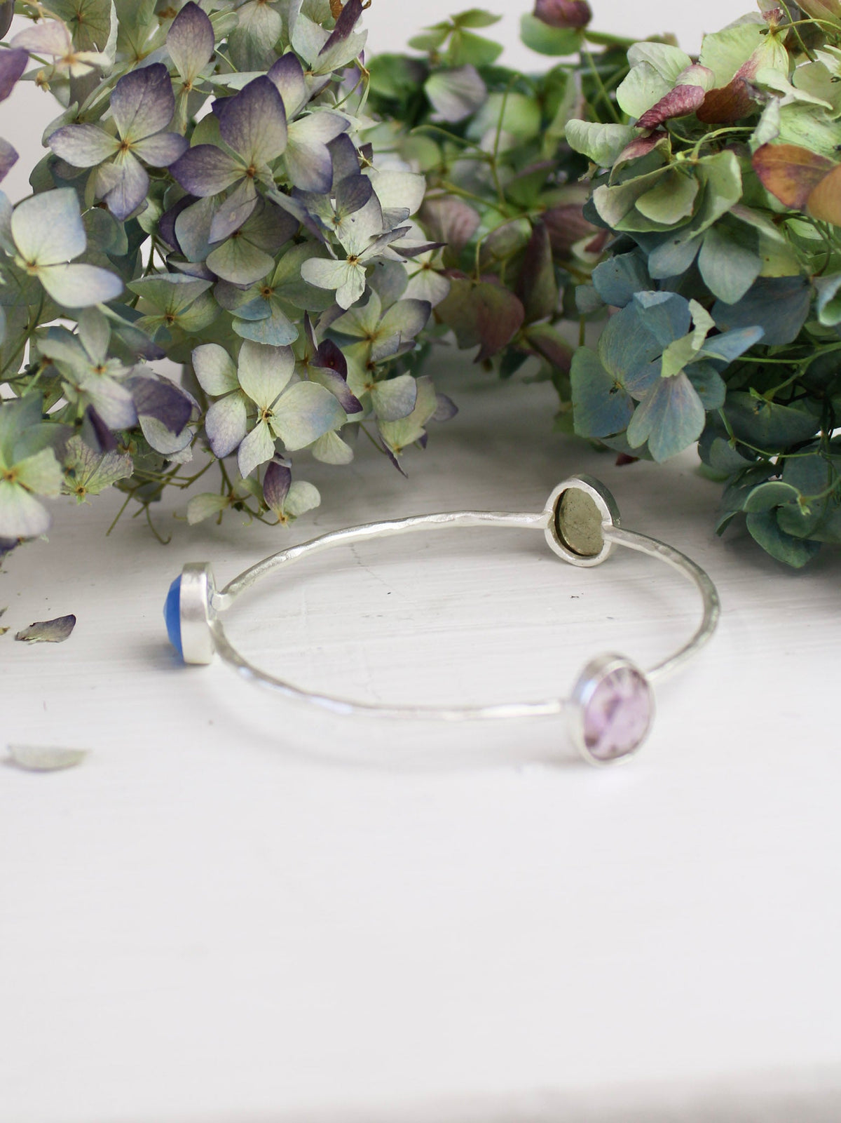 Three Stone Bangle Bracelet (size XS) — Select Your Color