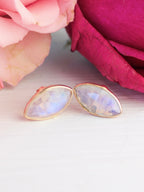Mila Leaf Earrings - Rose Gold — Select Your Gemstone