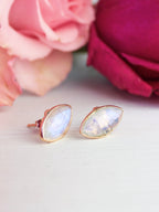 Mila Leaf Earrings - Rose Gold — Select Your Gemstone
