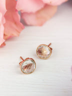 Pebble Stud Earrings - Rose Gold — Select Your Gemstone