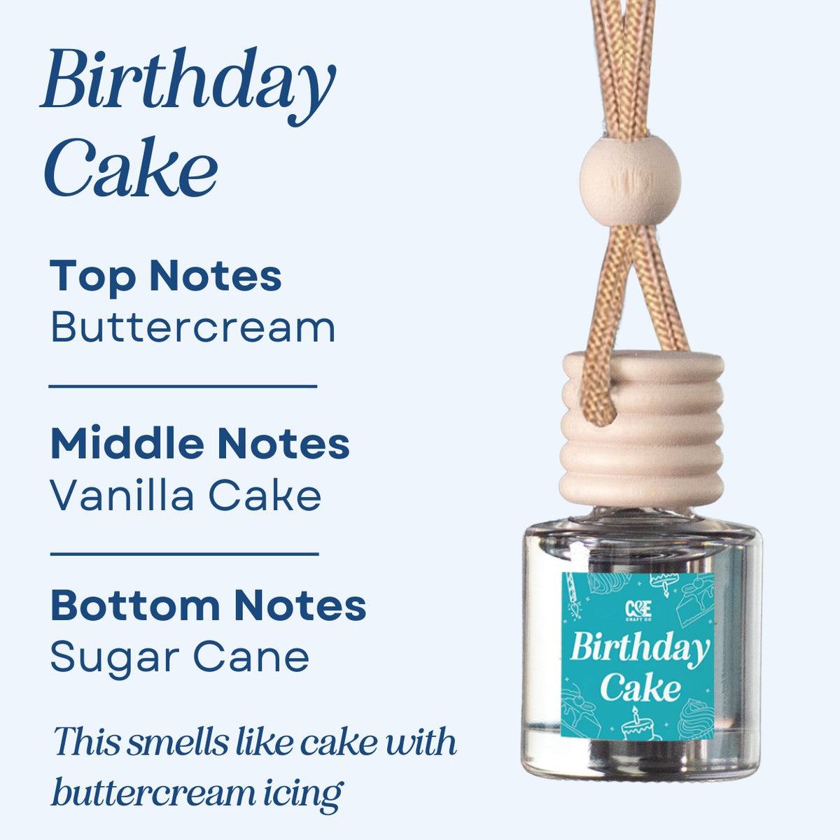 Birthday Cake Scented Hanging Refillable Car Freshener Diffuser
