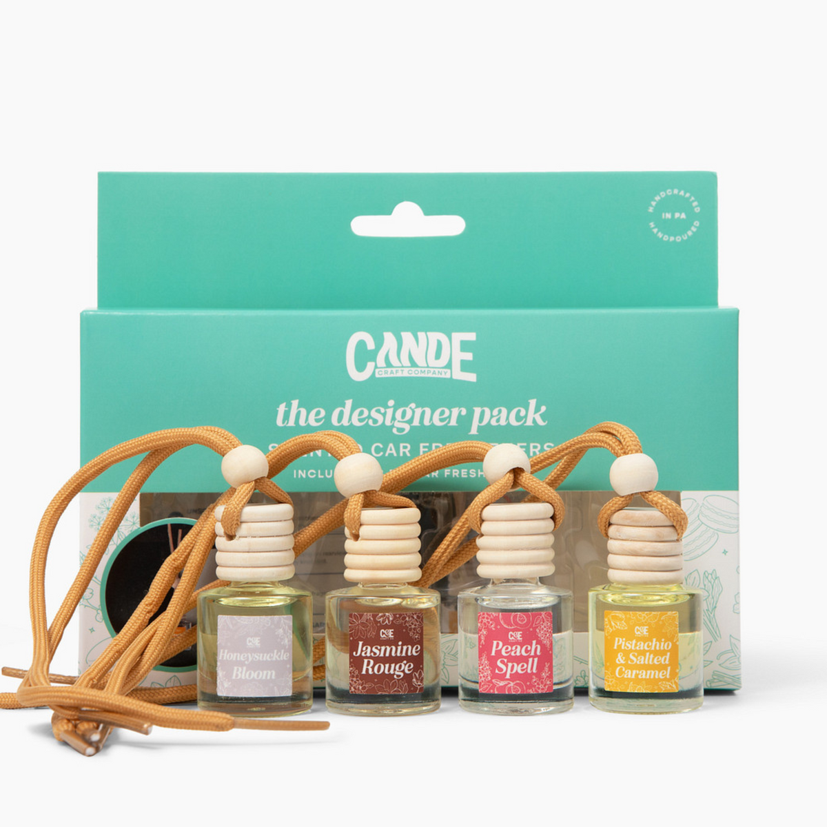 Designer 4 Pack Scented Hanging Refillable Car Freshener Diffusers Bundle