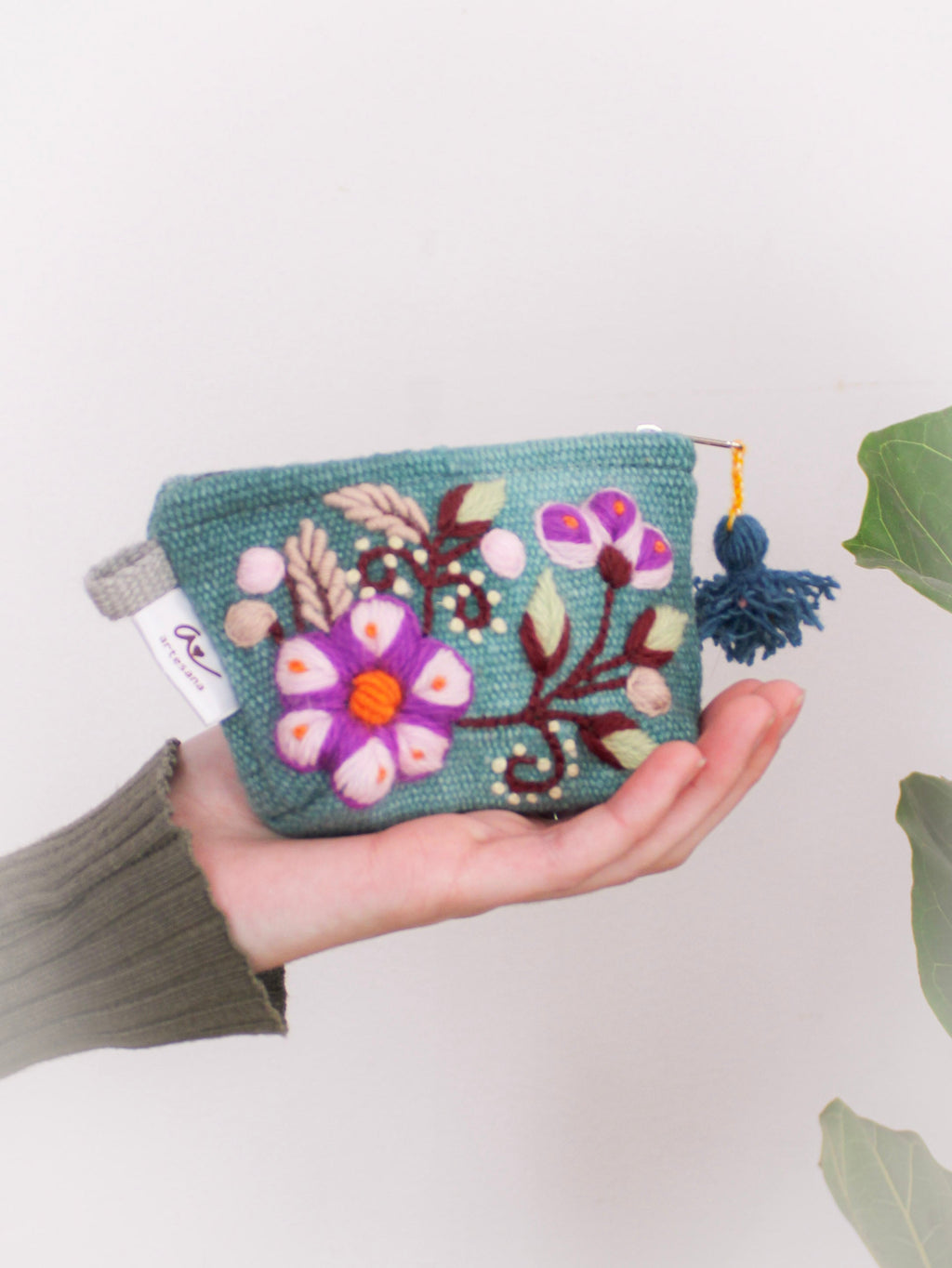 Sunset Floral Embroidered Coin Purse — Select Your Color