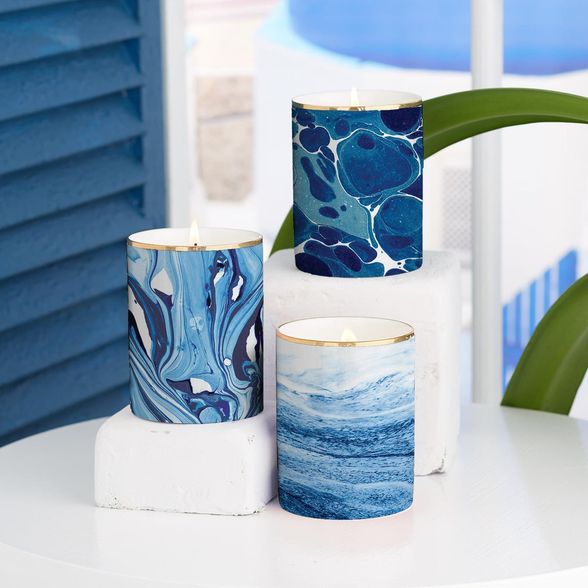 Mediterranean Blue Ocean Scent Gift Boxed Candles — Select Your Design