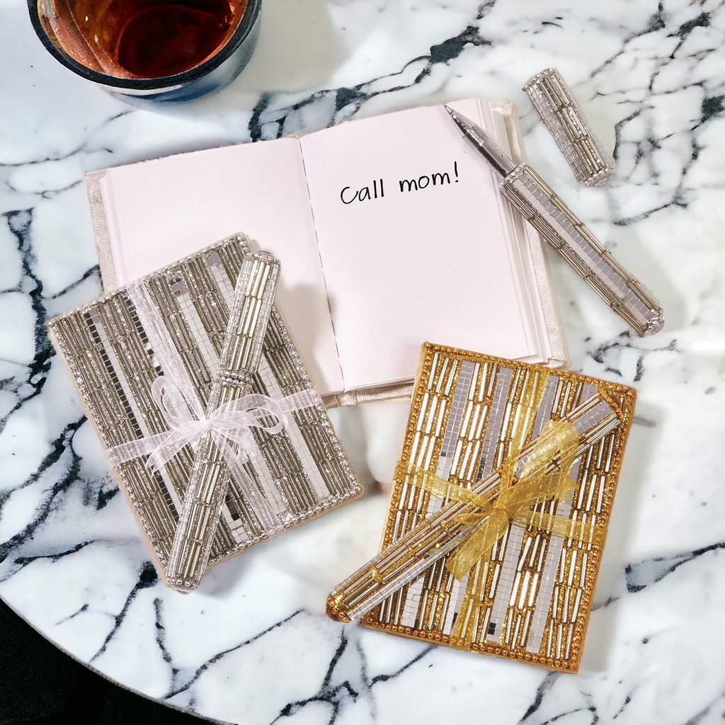 Handmade Mini Blinged Out Notebook & Matching Blinged Out Pen — Select Your Color Set