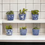 Hand-Painted Porcelain Mini Blue & White Chinoiserie Cachepots— Select Your Design