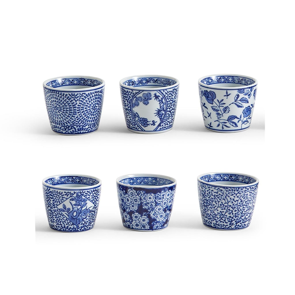 Hand-Painted Porcelain Mini Blue & White Chinoiserie Cachepots— Select Your Design