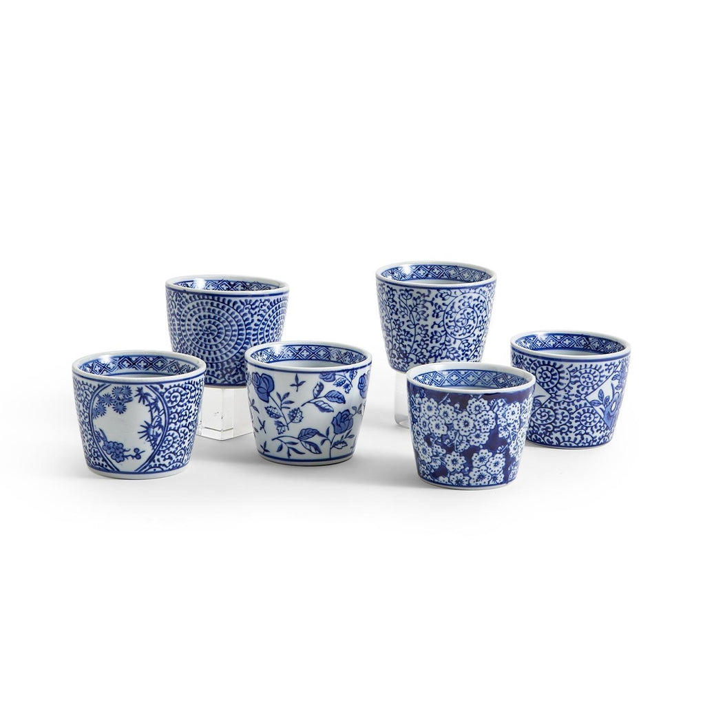 Hand-Painted Porcelain Mini Blue & White Chinoiserie Cachepots— Select Your Design