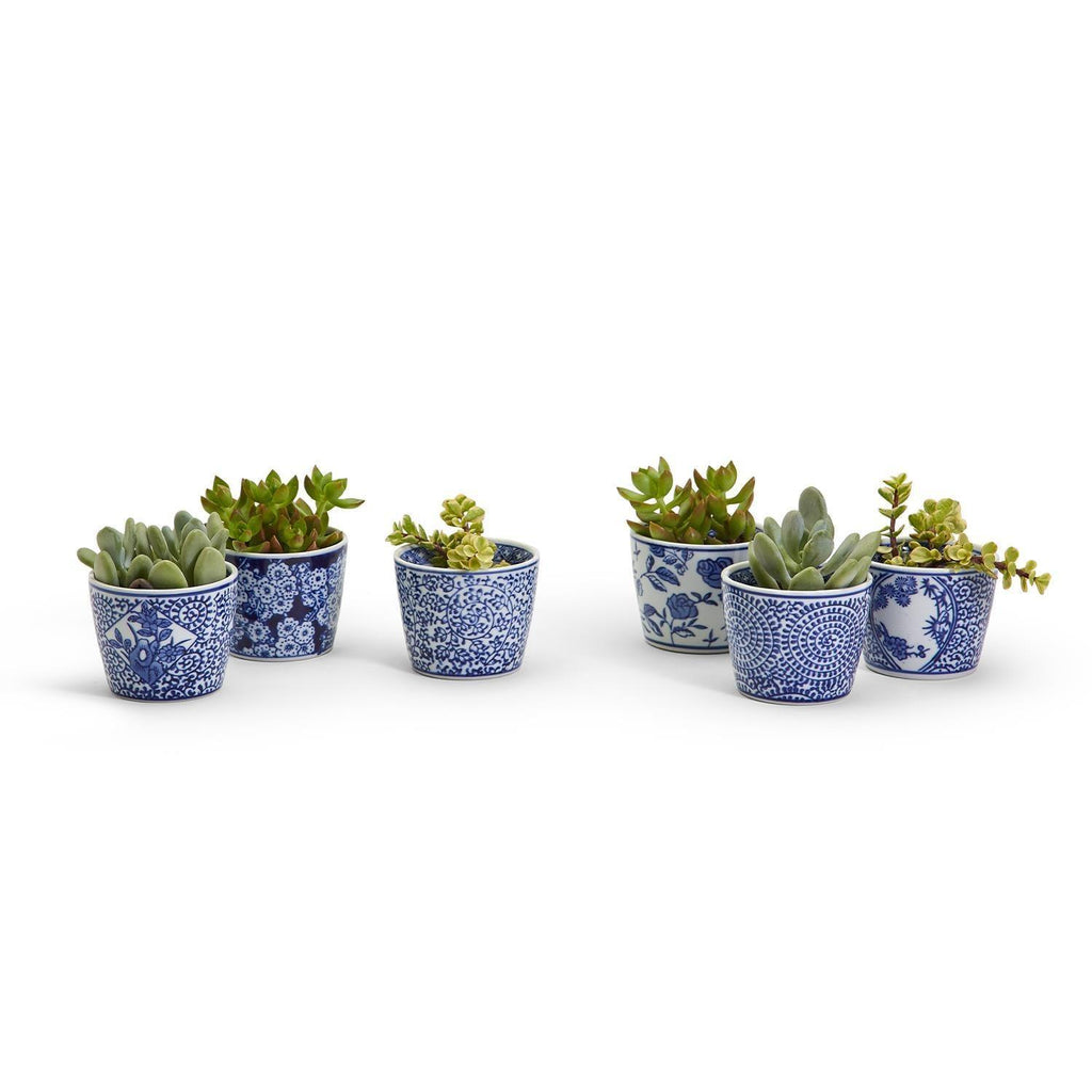 Hand-Painted Porcelain Mini Blue & White Chinoiserie Cachepots— Select Your Design
