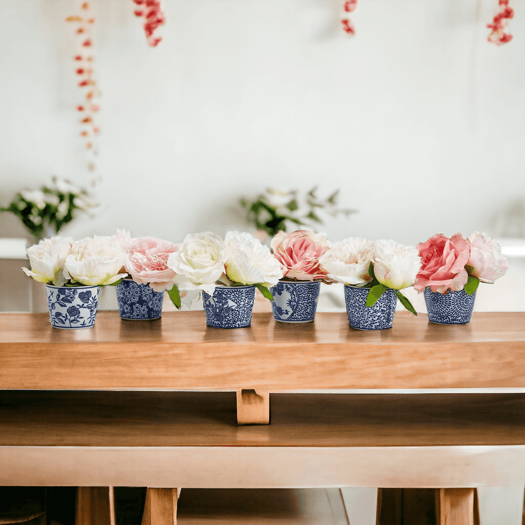 Hand-Painted Porcelain Mini Blue & White Chinoiserie Cachepots— Select Your Design