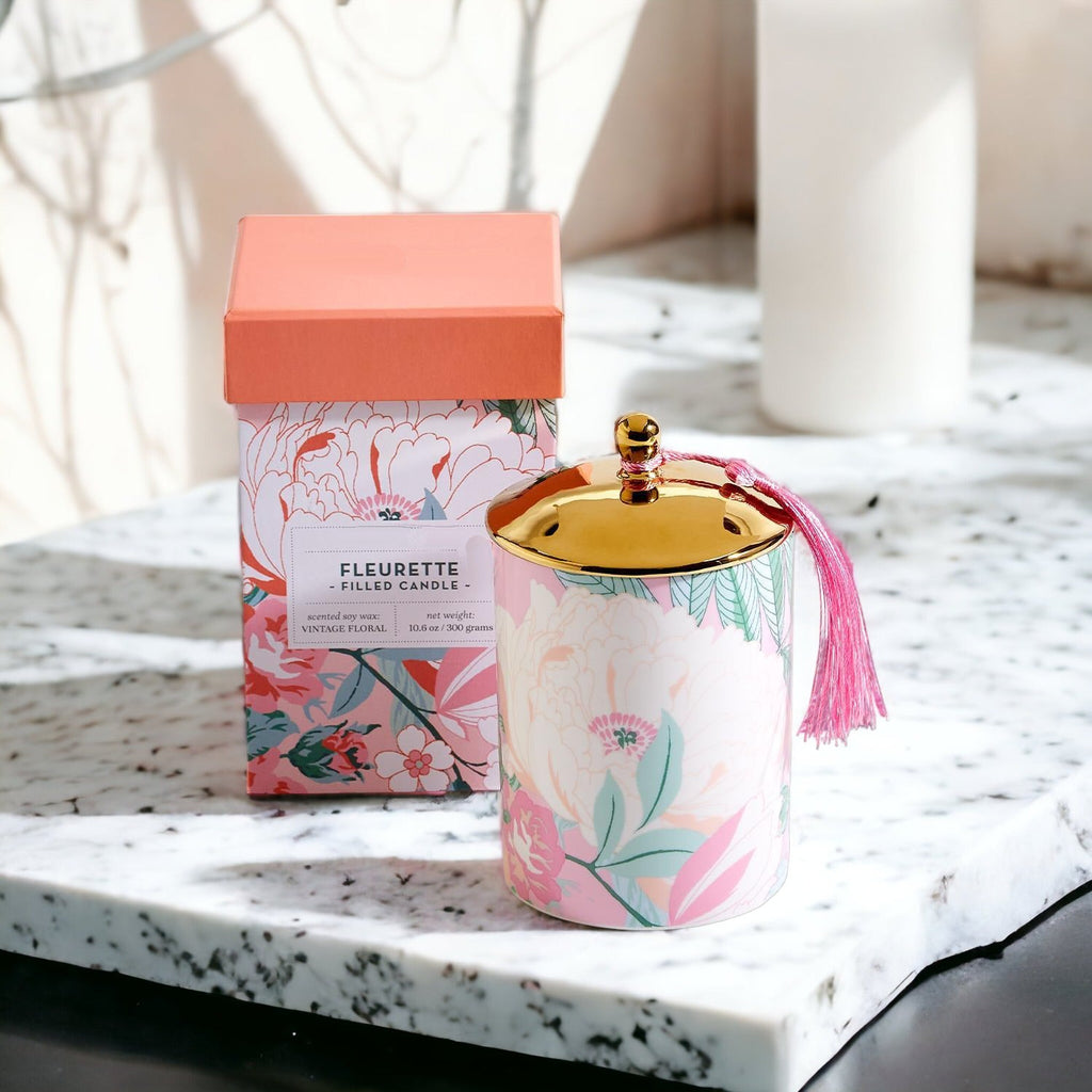 Vintage Floral Gift Boxed Candle