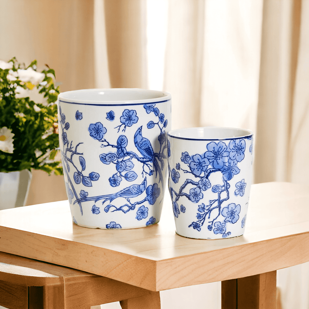 Blue & White Chinoiserie Style Vase — Select Your Size